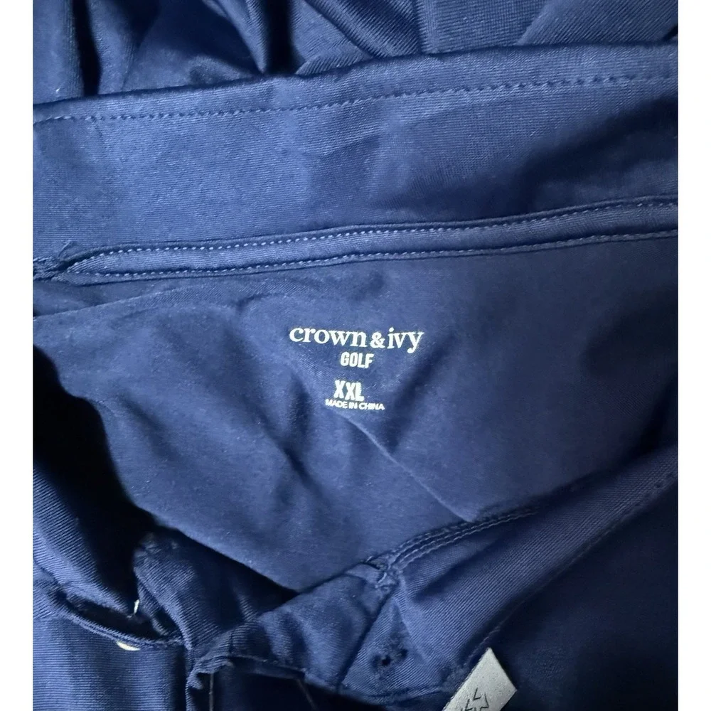 Crown‎ & Ivy Polo Shirt Mens Sz 2X Navy  blue Short Sleeve stretch NWT